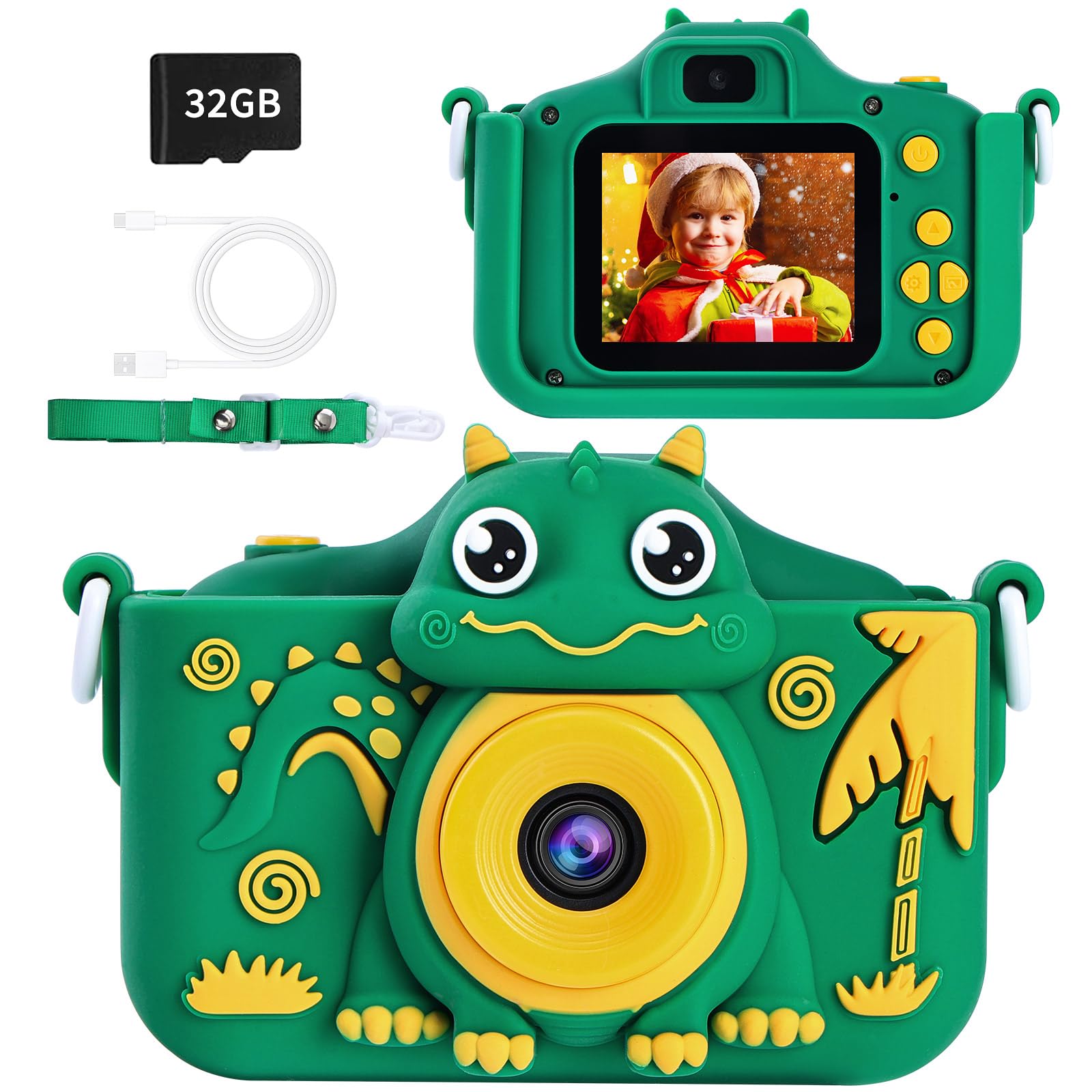 Amazon.co.jp: POSO キッズカメラ 子供用 子どもトイカメラ 恐竜 TypeC